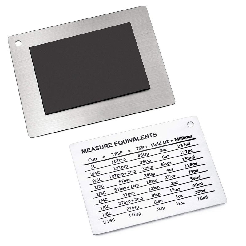 SOONHUA Measurement Conversion Refrigerator Magnet, kitchen Measurement Conversion Chart Stainless Steel Refrigerator Magnet for Cups Tablespoons Teaspoons Fluid Oz Milliliters - Image 4